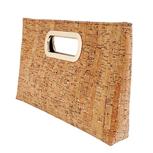 Cork Top Handle Clutch, GOLD