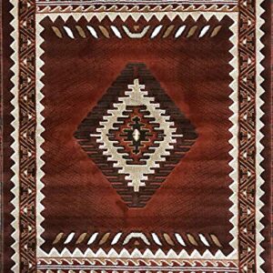 Kingdom South West Native American Area Rug Rust Brown Beige Design D143 (5 Feet 2 Inch X 7 Feet)