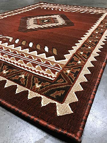 Kingdom South West Native American Area Rug Rust Brown Beige Design D143 (5 Feet 2 Inch X 7 Feet)