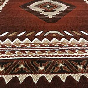 Kingdom South West Native American Area Rug Rust Brown Beige Design D143 (5 Feet 2 Inch X 7 Feet)