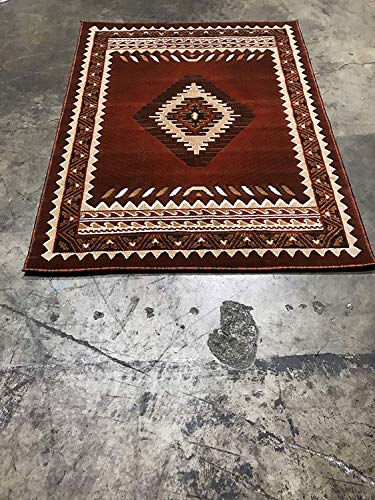 Kingdom South West Native American Area Rug Rust Brown Beige Design D143 (5 Feet 2 Inch X 7 Feet)