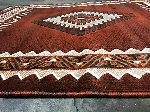 Kingdom South West Native American Area Rug Rust Brown Beige Design D143 (5 Feet 2 Inch X 7 Feet)