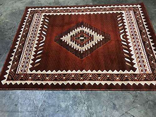 Kingdom South West Native American Area Rug Rust Brown Beige Design D143 (5 Feet 2 Inch X 7 Feet)