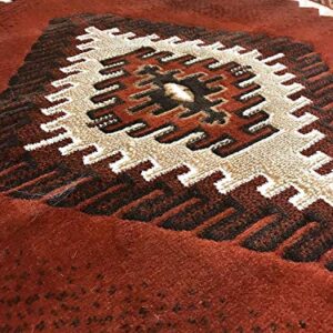 Kingdom South West Native American Area Rug Rust Brown Beige Design D143 (5 Feet 2 Inch X 7 Feet)