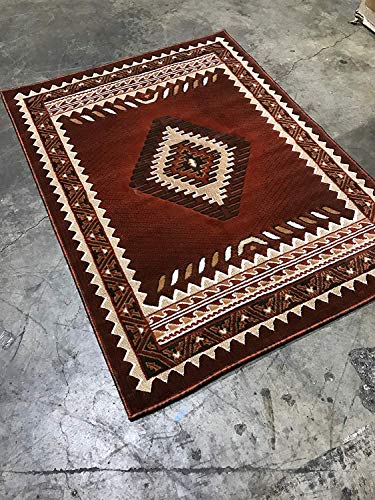 Kingdom South West Native American Area Rug Rust Brown Beige Design D143 (5 Feet 2 Inch X 7 Feet)