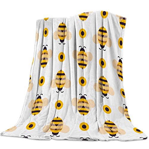 Lightweight Flannel Traveling Throw Blanket Blankets Cartoon Bumble Big Honey Bee Blankets/Bedcovers/Bedspread/Throws for Couch Bed 39x49inch