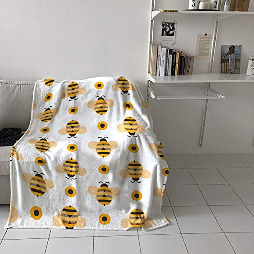 Lightweight Flannel Traveling Throw Blanket Blankets Cartoon Bumble Big Honey Bee Blankets/Bedcovers/Bedspread/Throws for Couch Bed 39x49inch