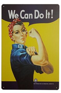 erlood pin-up girl we can do it metal retro wall decor vintage tin signs 12″ x 8″ inches
