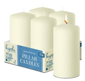 hyoola ivory pillar candles 2-inch x 4-inch – unscented pillar candles – set of 4 – european made