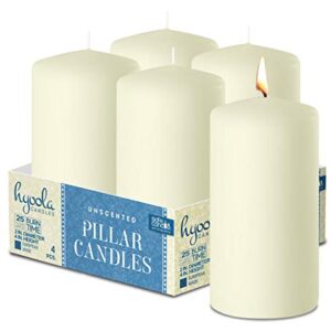 Hyoola Ivory Pillar Candles 2-inch x 4-inch - Unscented Pillar Candles - Set of 4 - European Made