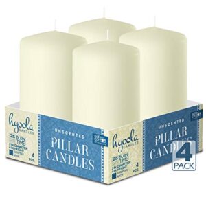 Hyoola Ivory Pillar Candles 2-inch x 4-inch - Unscented Pillar Candles - Set of 4 - European Made