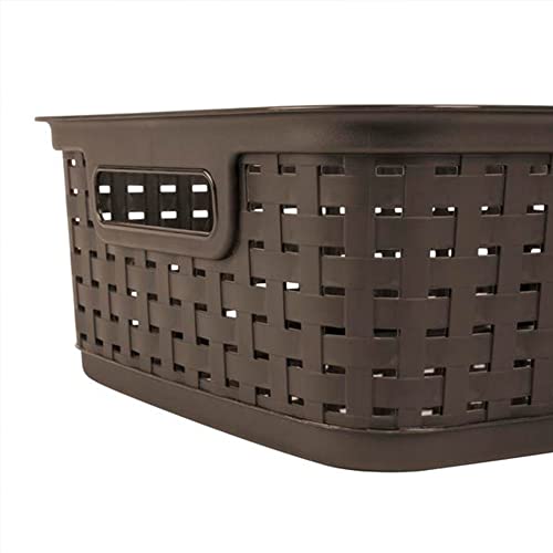 Sterilite Decorative Wicker-Style Short Weave Basket, Espresso (18 Pack)