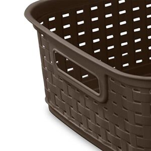 Sterilite Decorative Wicker-Style Short Weave Basket, Espresso (18 Pack)