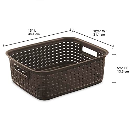 Sterilite Decorative Wicker-Style Short Weave Basket, Espresso (18 Pack)