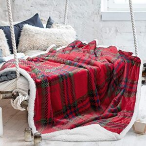 tirrinia christmas blankets and throws, scotland, soft warm cozy, checkered blanket winter cabin throw, 50” x 60″ red & green buffalo plaid