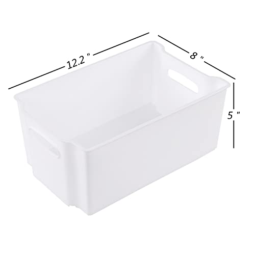 Wekioger Small Plastic Freeze Bin Pantry Storage Basket Box, 6 Packs