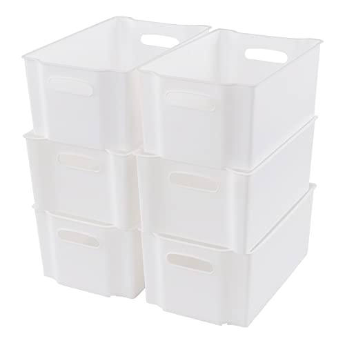 Wekioger Small Plastic Freeze Bin Pantry Storage Basket Box, 6 Packs