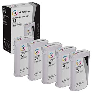 ld products compatible replacements for hp 72 ink cartridge c9370a high yield (photo black, 5-pack) designjet t1100, t1120, t1200, t610, t620, t770, sd pro mfp, t1100ps, t1120 sd-mfp, t1120ps