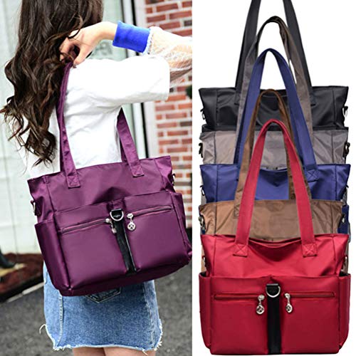 Fabuxry Women Casual Totes Handbags Shoulder Bags Purses Soft Nylon Bag Black