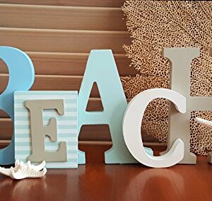 Wooden Beach Word Sign with Trio of Loose Starfish - Tropical Beach Home Decor