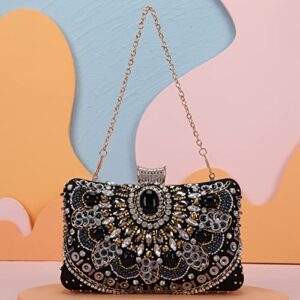 Fawziya Clutch Purses Women Beaded Evening Bag-Black