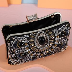 Fawziya Clutch Purses Women Beaded Evening Bag-Black