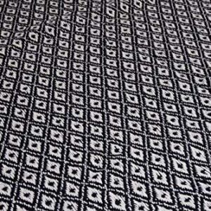 Throw Blanket for Couch in Black and White Mini Diamond 48" x 60" - All Seasons Lightweight Cozy Soft Blankets & Throws for Bed and Sofa - 100% Cotton with Fringe