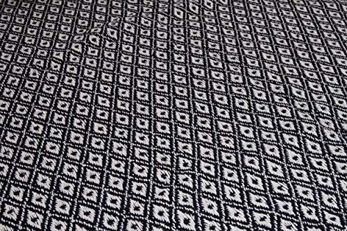 Throw Blanket for Couch in Black and White Mini Diamond 48" x 60" - All Seasons Lightweight Cozy Soft Blankets & Throws for Bed and Sofa - 100% Cotton with Fringe