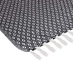 Throw Blanket for Couch in Black and White Mini Diamond 48" x 60" - All Seasons Lightweight Cozy Soft Blankets & Throws for Bed and Sofa - 100% Cotton with Fringe