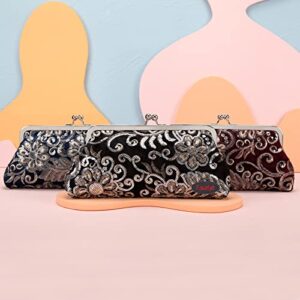 Fawziya Clutch Evening Bags Sequin Velvet Embroidered Kiss Lock PursesKiss Lock Evening Bag-Black