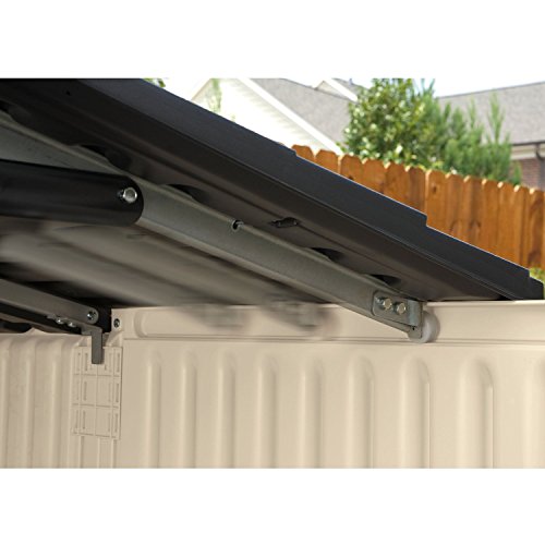 Rubbermaid Slide-Lid Resin Weather Resistant Outdoor Storage Shed, 6 x 3.75 feet, 96 cu. ft., Olive/Sandstone, for Garden/Backyard/Home/Pool