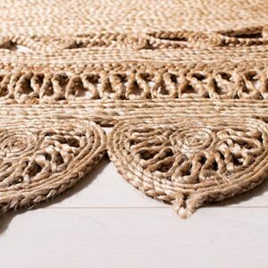 SAFAVIEH Natural Fiber Round Collection 4' x 6' Oval Natural NFB251A Handmade Boho Country Charm Jute Area Rug