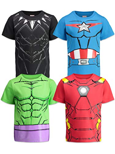 Marvel Captain America Black Panther Iron Man Hulk Toddler Boys Short Sleeve T-Shirt 4T