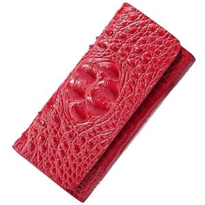 pijushi women leather wallet embossed crocodile clutch wallets for women card holder organizer (8013, red)