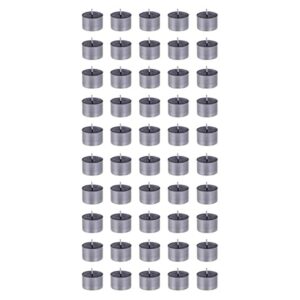 mega candles 50 pcs unscented black jumbo tea lights candle, pressed wax candles 8 hour burn time, home décor, wedding receptions, baby showers, birthdays, celebrations, party favors & more