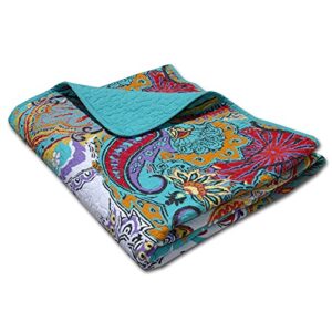 Greenland Home Nirvana 100% Cotton Quilted Throw Blanket, Teal