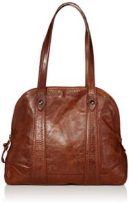 frye womens melissa leather domed zip satchel bag, cognac, one size us
