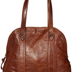 Frye womens Melissa Leather Domed Zip Satchel Bag, Cognac, One Size US