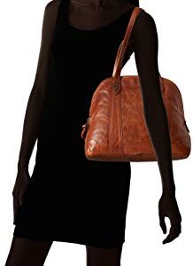 Frye womens Melissa Leather Domed Zip Satchel Bag, Cognac, One Size US