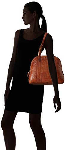 Frye womens Melissa Leather Domed Zip Satchel Bag, Cognac, One Size US