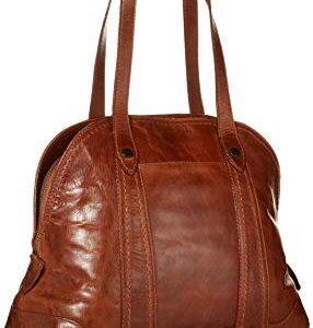 Frye womens Melissa Leather Domed Zip Satchel Bag, Cognac, One Size US