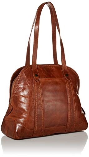 Frye womens Melissa Leather Domed Zip Satchel Bag, Cognac, One Size US