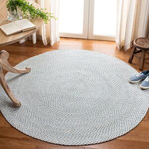 safavieh braided collection 5′ round silver / ivory brd801g handmade country cottage reversible area rug