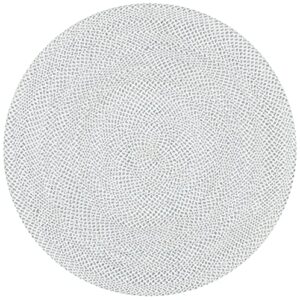 SAFAVIEH Braided Collection 5' Round Silver / Ivory BRD801G Handmade Country Cottage Reversible Area Rug