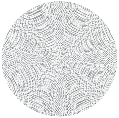 SAFAVIEH Braided Collection 5' Round Silver / Ivory BRD801G Handmade Country Cottage Reversible Area Rug