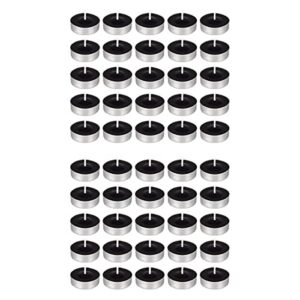 mega candles 50 pcs unscented black tea lights candle, pressed wax candles 3.5 hour burn time, for home décor, wedding receptions, baby showers, birthdays, celebrations, party favors & more