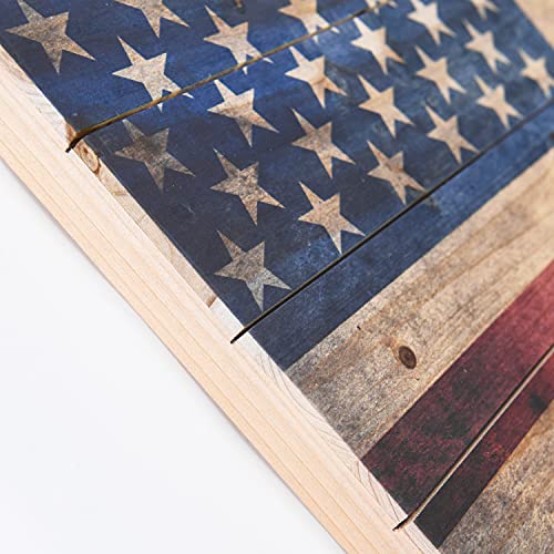 Empire Art Direct American Flag Digital Print on Solid Wood Wall Art, 24 in x 36 in x 1.5 in, 24" X 36" X 1.5", Ready to Hang