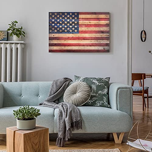 Empire Art Direct American Flag Digital Print on Solid Wood Wall Art, 24 in x 36 in x 1.5 in, 24" X 36" X 1.5", Ready to Hang