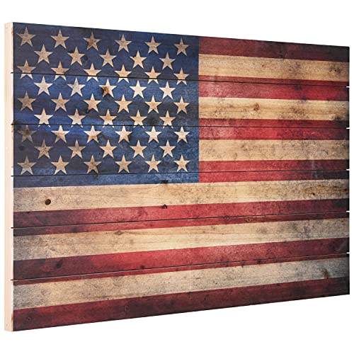 Empire Art Direct American Flag Digital Print on Solid Wood Wall Art, 24 in x 36 in x 1.5 in, 24" X 36" X 1.5", Ready to Hang