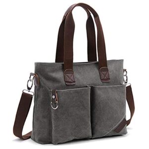 tolfe women top handle satchel handbags tote purse shoulder bag (grey-(large))